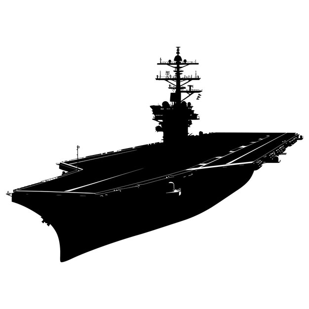 Silhouette Aircraft carrier top view black color only