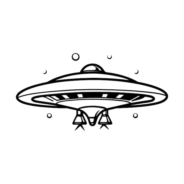 Silhouette of an Alien Spaceship clipart on a white background