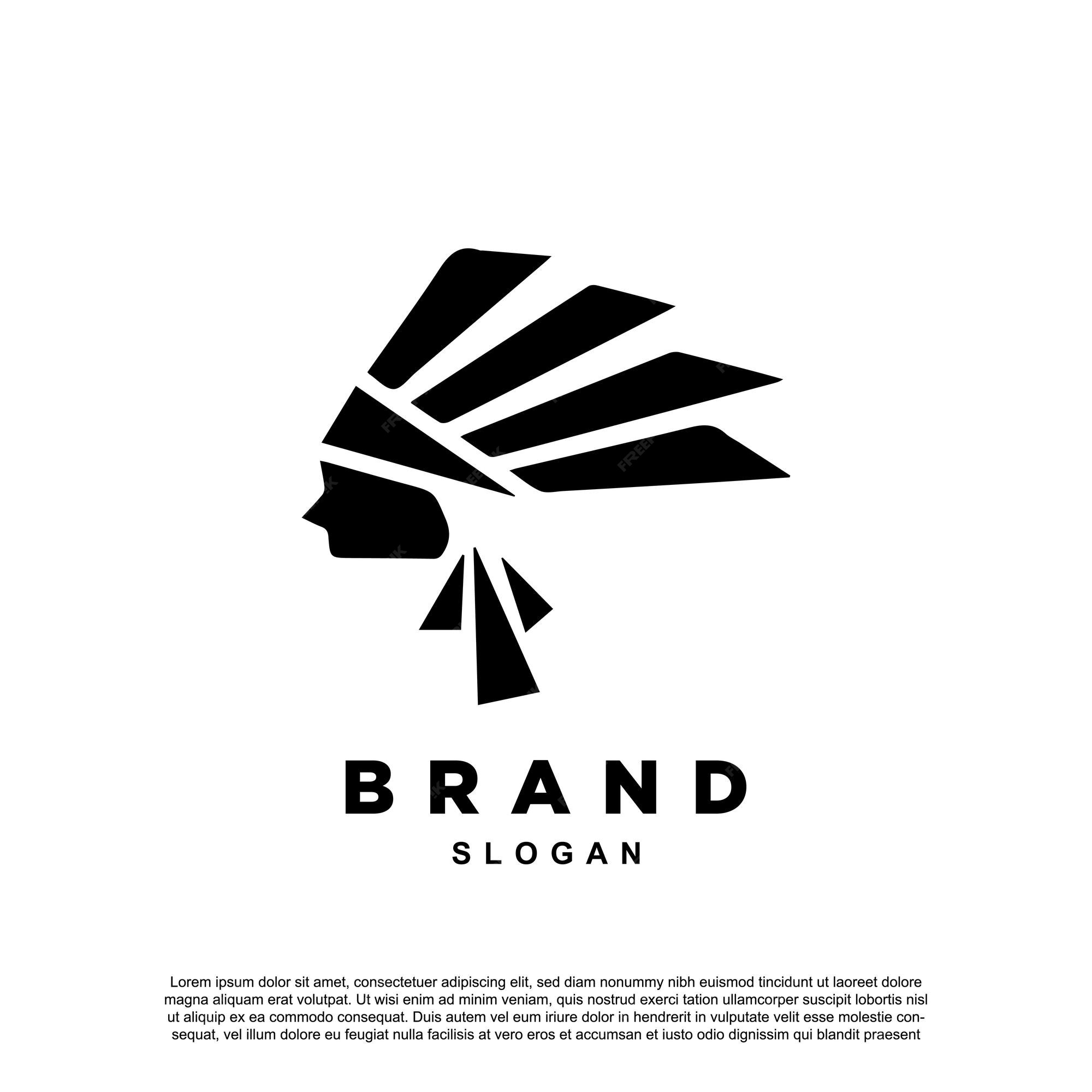 Premium Vector | Silhouette american indian head logo design