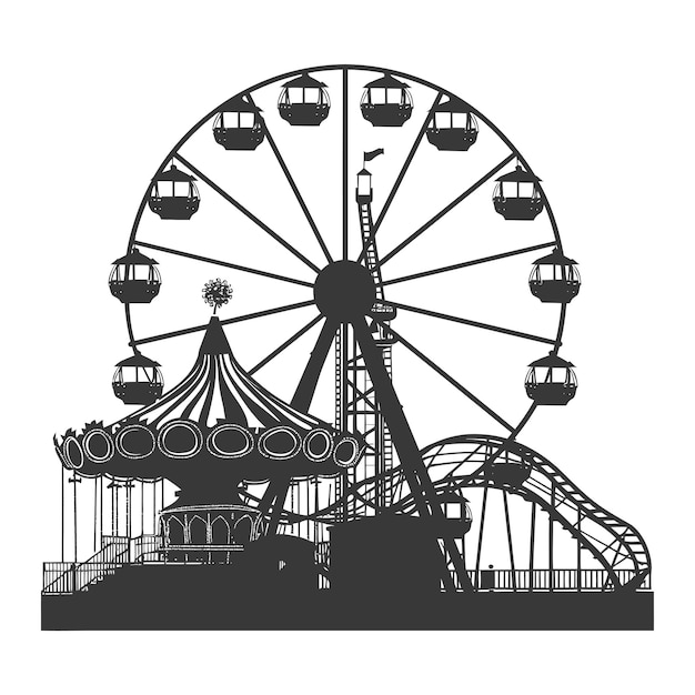 Silhouette amusement park rides black color only