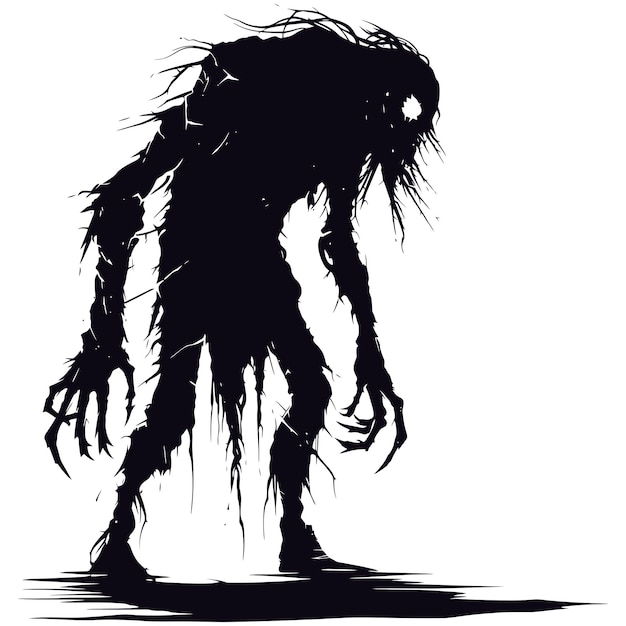 Vector silhouette ancien monster black color only full body