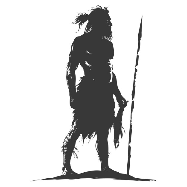 Vector silhouette ancient caveman black color only full body