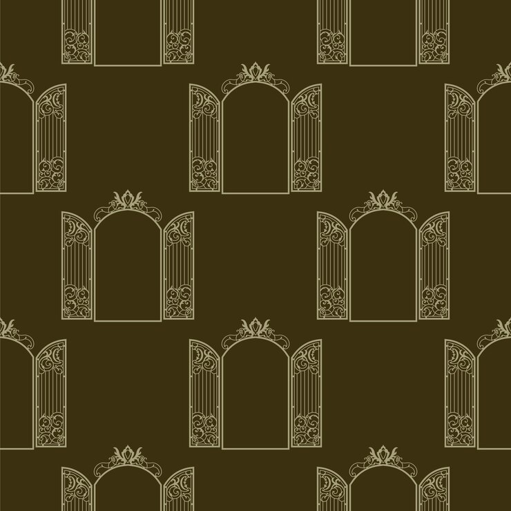 Vector silhouette of an ancient gatedecorative architectural element for laser cutting vector illustration