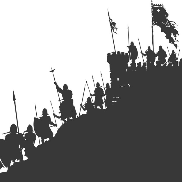 Vector silhouette of a ancient war situation black color only