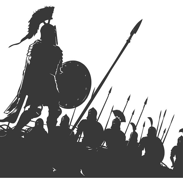 Vector silhouette of a ancient war situation black color only