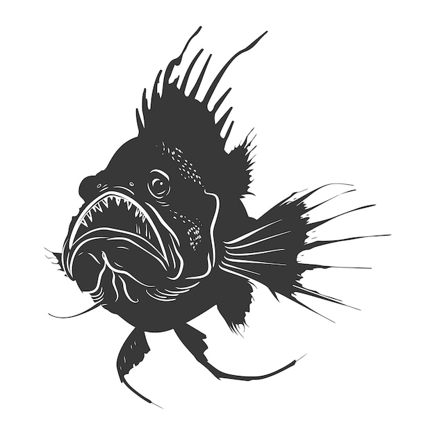 Вектор Силуэт рыба-рыба животный черный цвет только целое тело