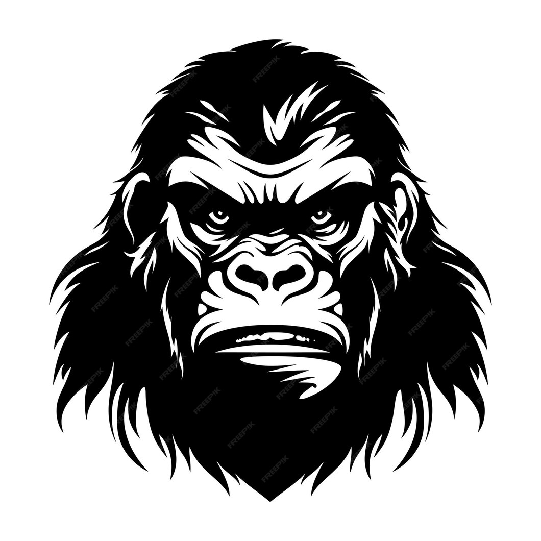 Premium Vector | Silhouette of angry gorilla black and white