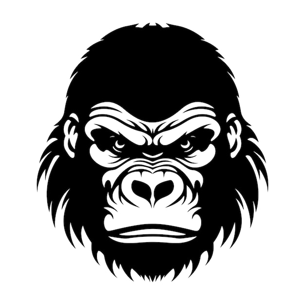 Silhouette of angry gorilla black and white