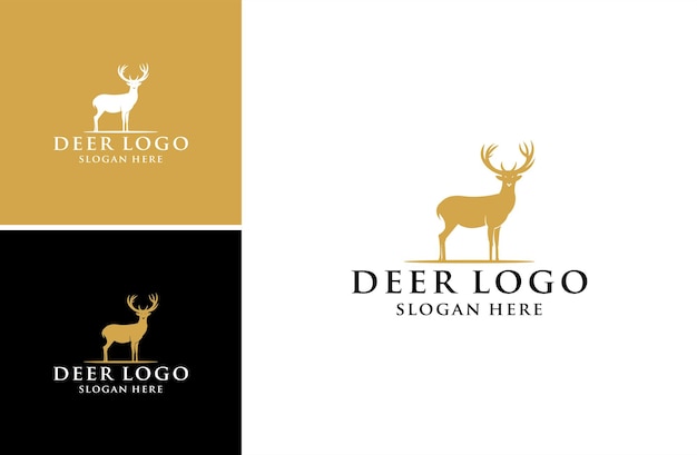 silhouette animal deer logo design