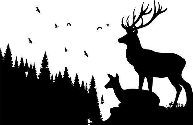 Vector silhouette of animal in nature 3