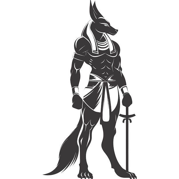 Vector silhouette anubis the egypt mythical creature black color only