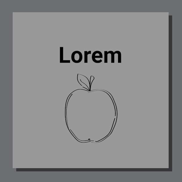 Silhouette del logo della frutta della mela con il testo dello spazio di copia su sfondo grigio illustrazione vettoriale