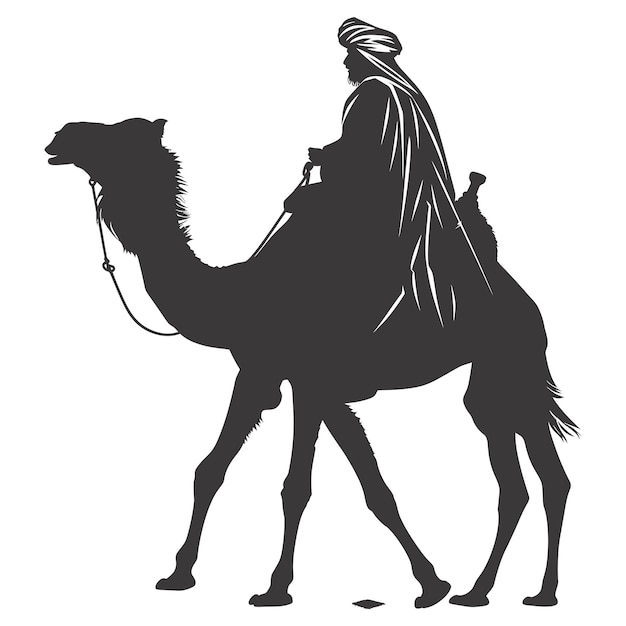 silhouette of an arabian person wearing a turban black color only