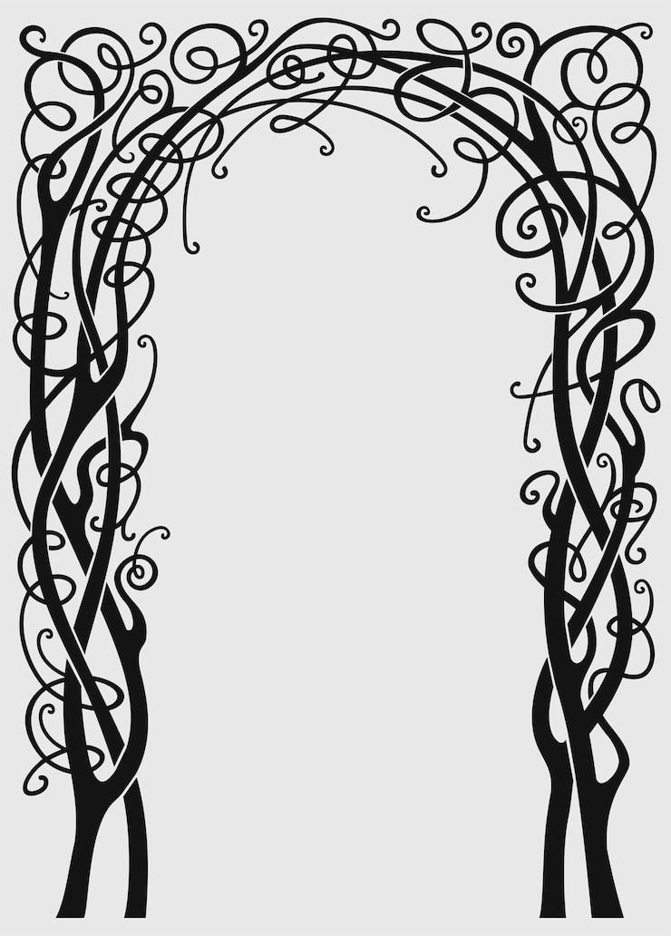 Vector silhouette arch of vine isolate pattern forging