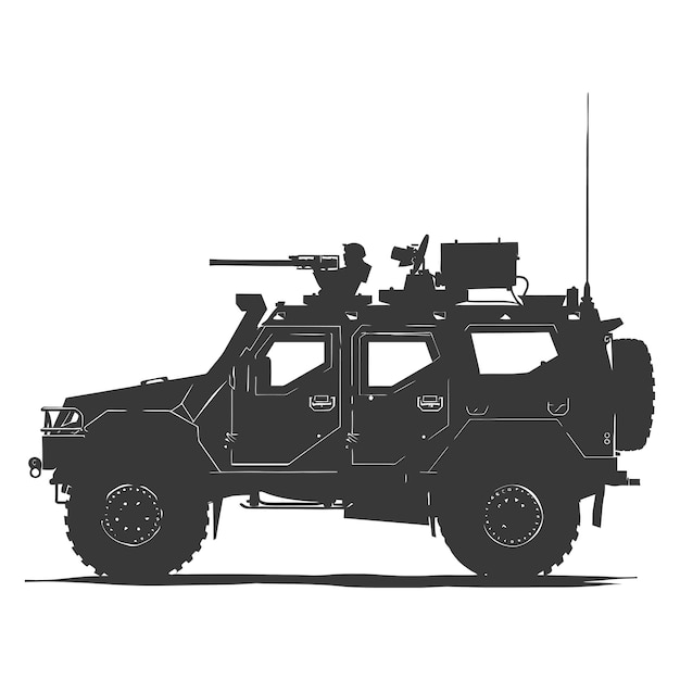Vector silhouette armored vehicle combat black color only