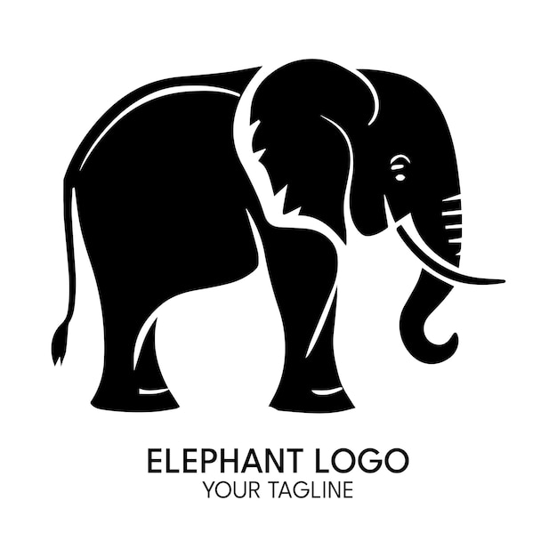 Modello di vettore di logo dell'elefante di arte della siluetta