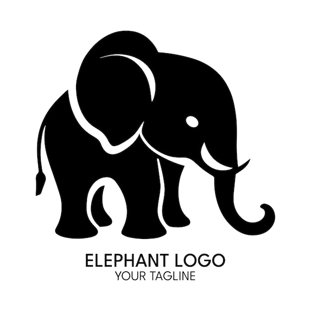 Векторный шаблон логотипа слона силуэта
