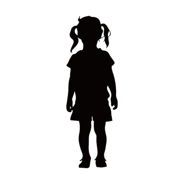 Vector シルエット・アート・グリル - 子供の立っているイラスト