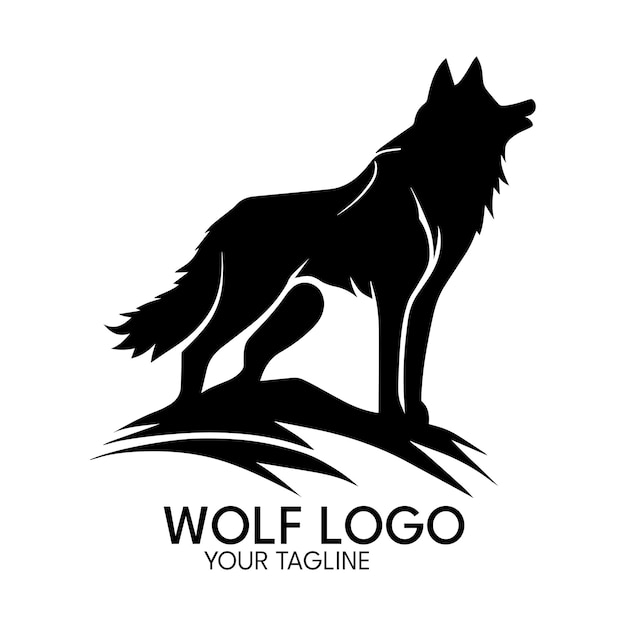 Silhouette art wolf logo vector template