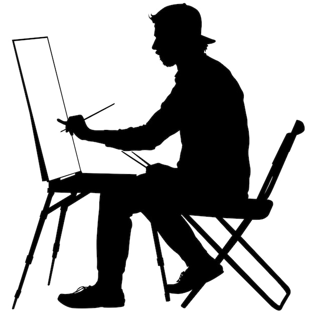 Silhouette artist at work on a white background vector illustration