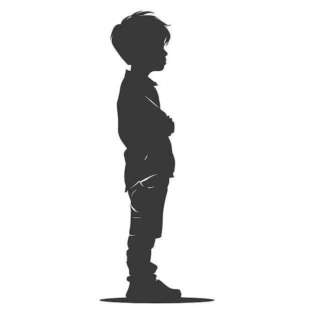 Vector silhouette asian boy black color only