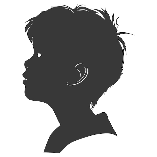 Silhouette asian boy black color only