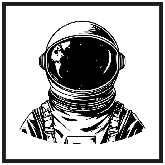 Vector silhouette of an astronaut helmet clipart on a white background