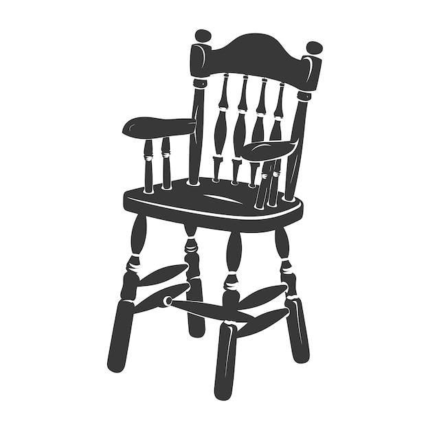 Vector silhouette baby chair black color only