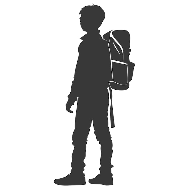 Silhouette back to school boy student black color only