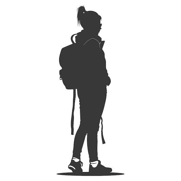 Vector silhouette back to school girl student black color only