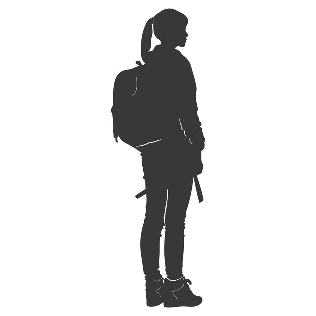Vector silhouette back to school girl student black color only