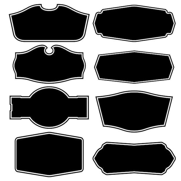 Vector silhouette badge elements, black sign logo