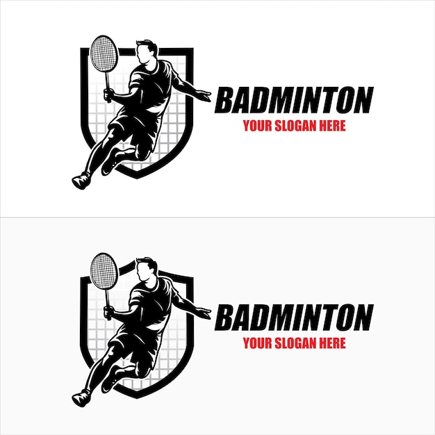 Schema di progettazione del logo silhouette del badminton