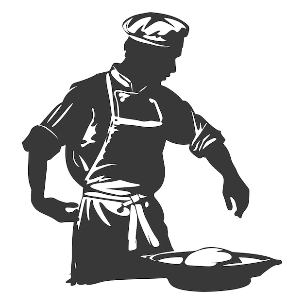 Vector silhouette baker in action full body black color only