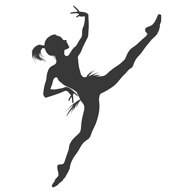 Вектор Силуэт балерины в действии черный цвет только полное тело