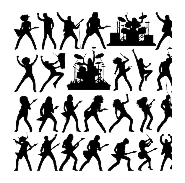 Silhouette of a band guitarist vector