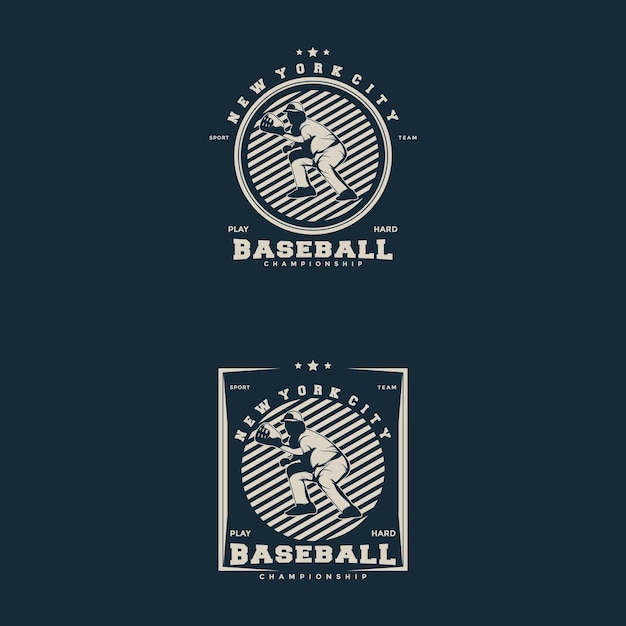 Silhouette Baseball logo vector illustration or emblem template