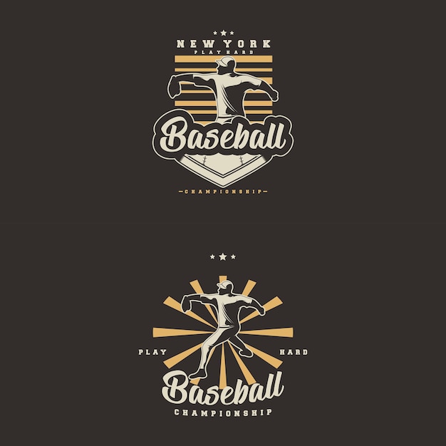 Silhouette Baseball logo vector illustration or emblem template