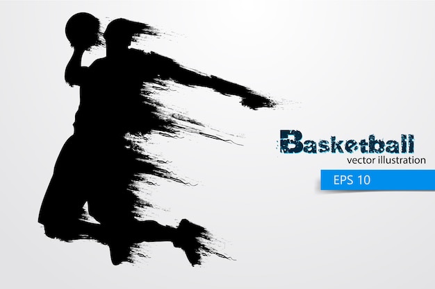 Silhouette of a basketball player.  illustration