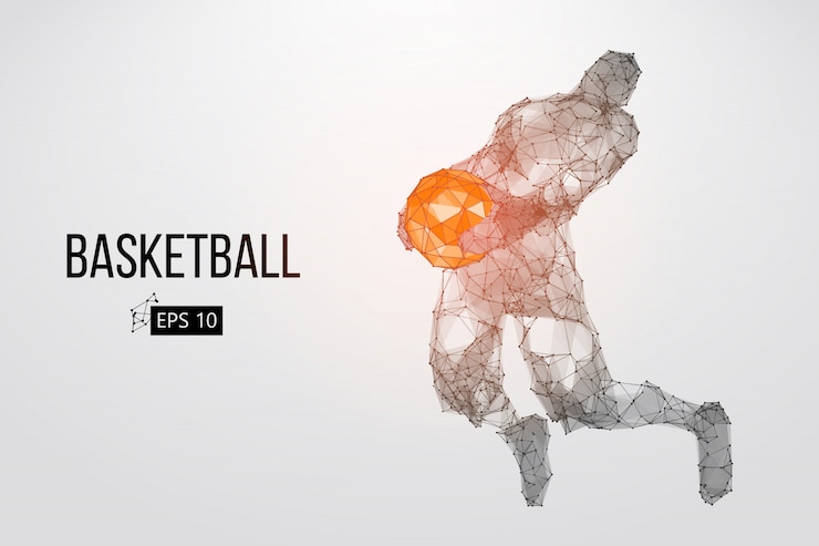 Vector silhouette of a basketball player. vector illustration
