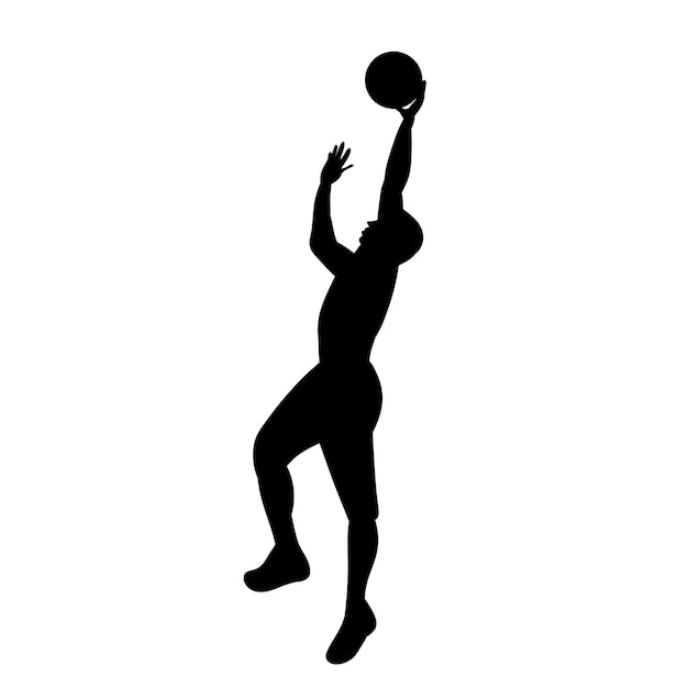 Vettore silhouette di un giocatore di basket su un vettore di sfondo bianco