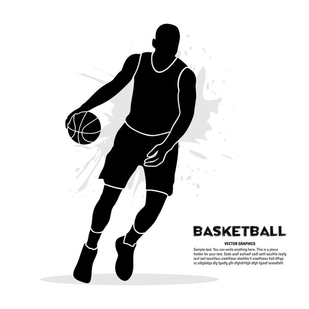 grunge basketball poster with players and ball on black and white,vector  illustration Stock Vector Image & Art - Alamy