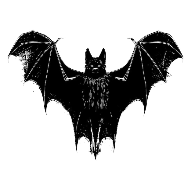 Vector silhouette bat animal black color only full body