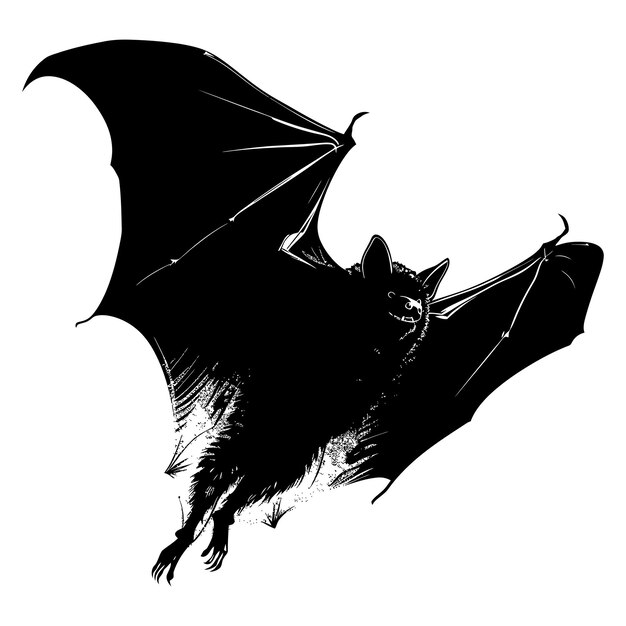 Silhouette bat animal black color only full body