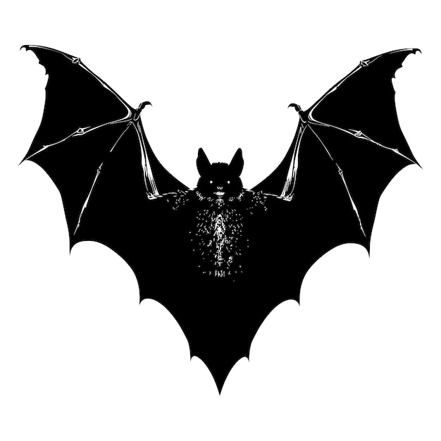Silhouette bat animal black color only full body