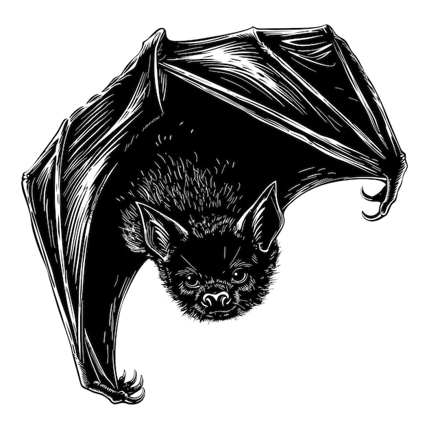 Silhouette bat animal black color only full body