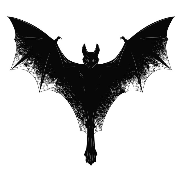 Silhouette bat animal black color only full body