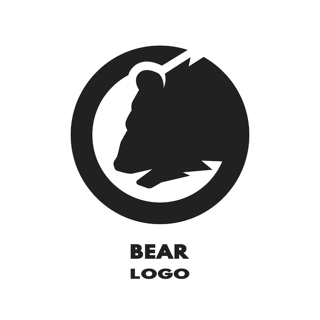 Silhouette of the bear monochrome logo Vector illustration