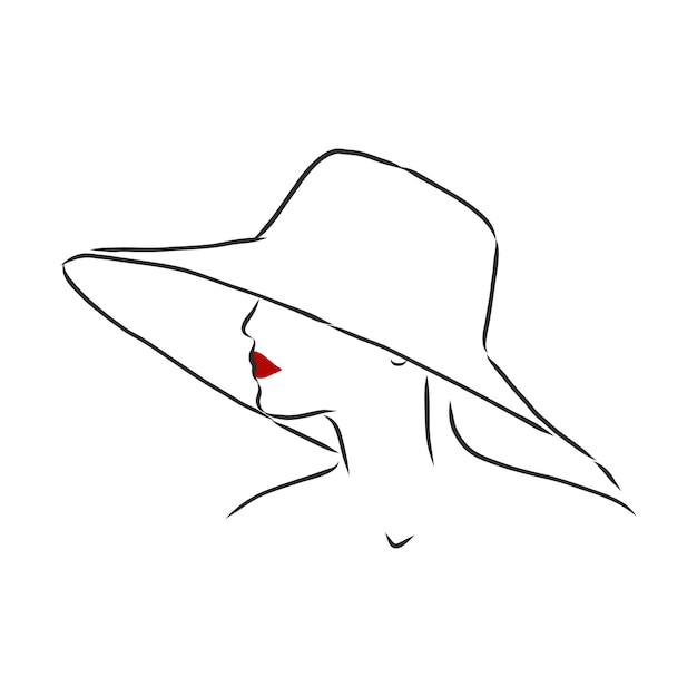 Silhouette of beautiful woman in a elegant hat