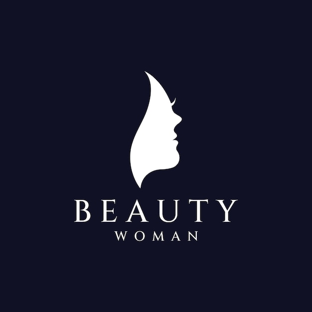 Silhouette beautiful woman face with leaves logo for women's salon and skincare Vector logo design template